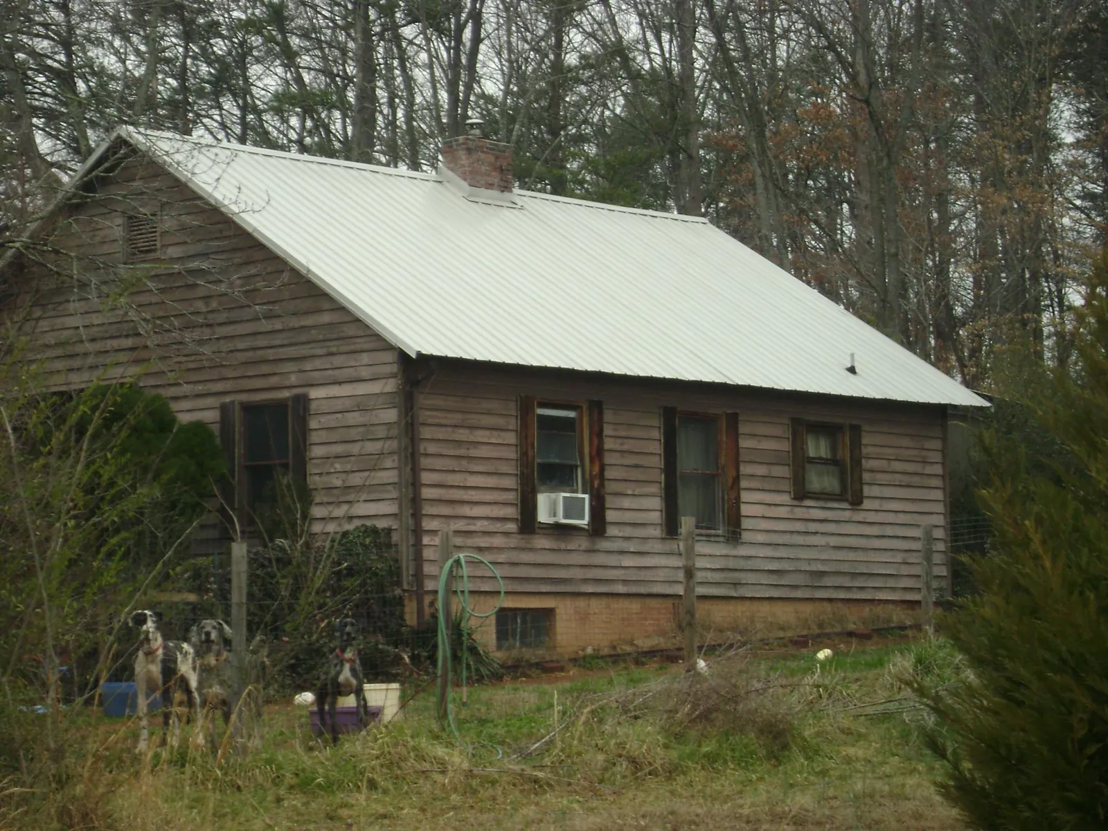 White metal roof on an old wood sided farmhouse, from a Metal Roof Installation job in Elvaston